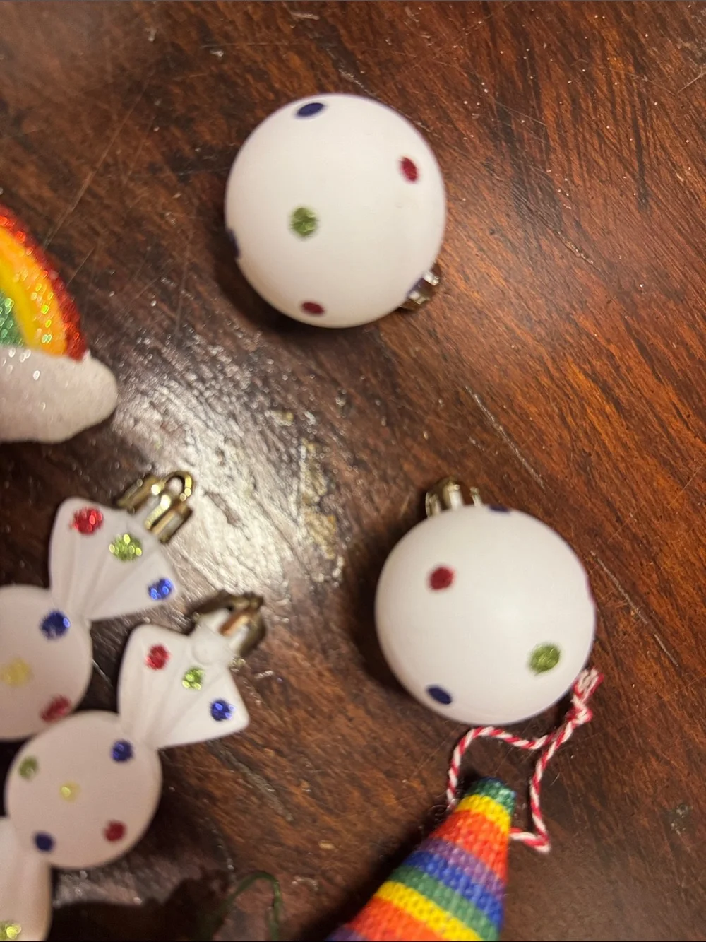 10 piece rainbow and gnomes Christmas Ornaments for small tree